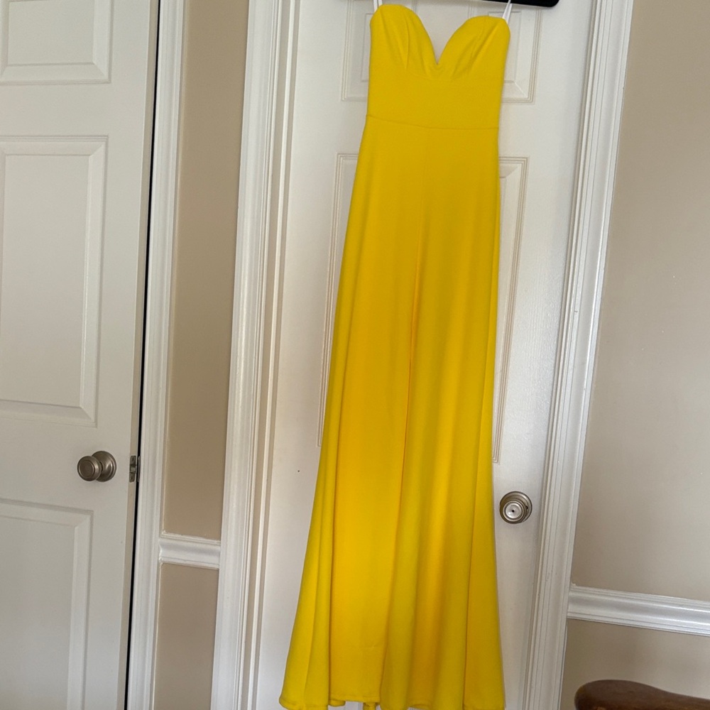 B Darlin Vibrant Yellow Strapless full length formal dress size 0